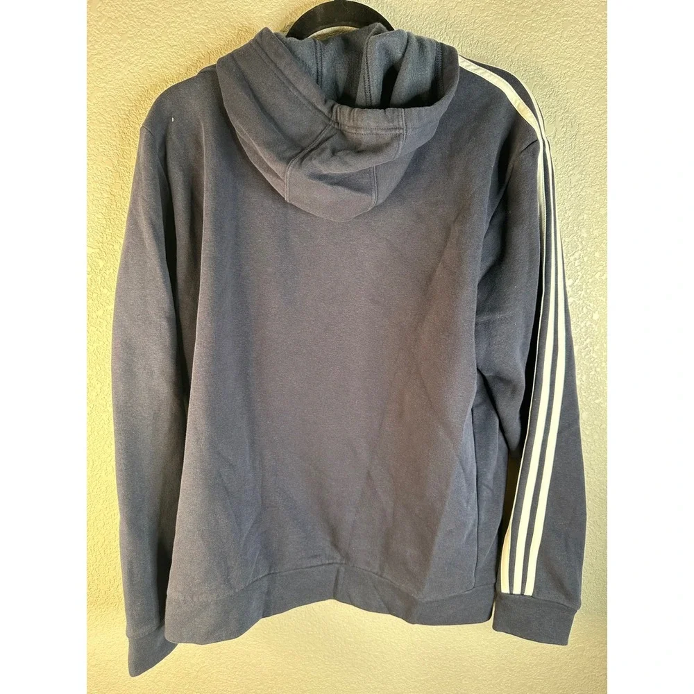 Adidas Men's Navy Blue 3-Stripe Fleece Pullover Hoodie Sweatshirt Size Medium